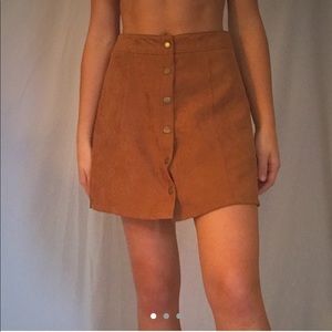 SUEDE BUTTON DOWN SKIRT